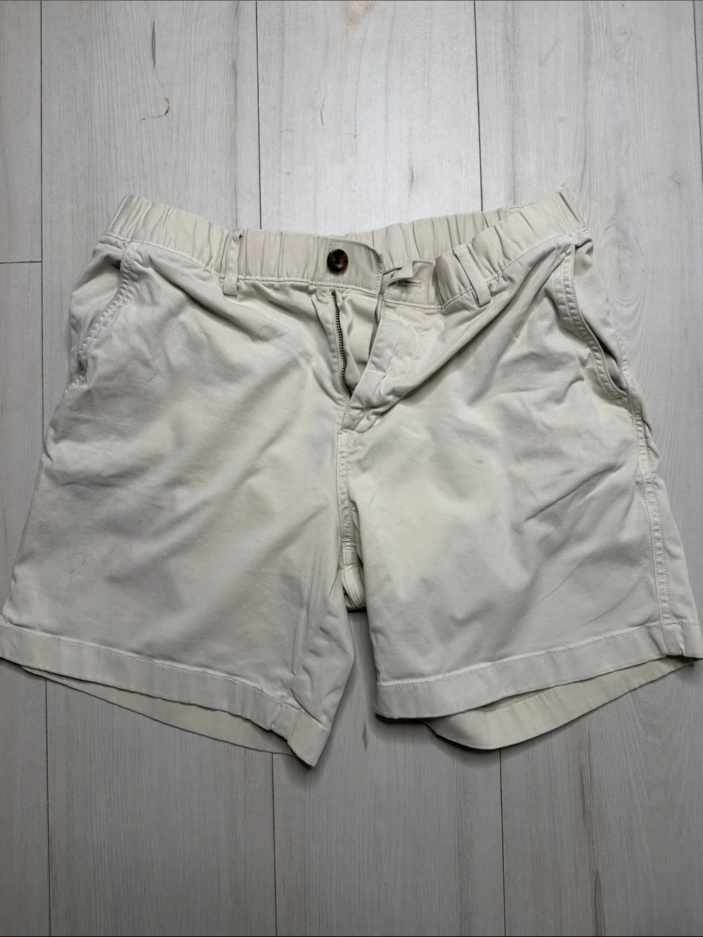 Men's Flat Front Cream Chino Shorts - Lightweight Everyday Style